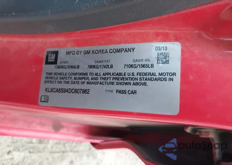 2013 Chevrolet Spark Ls Manual from USA, damaged, VIN KL8CA6S94DC607962